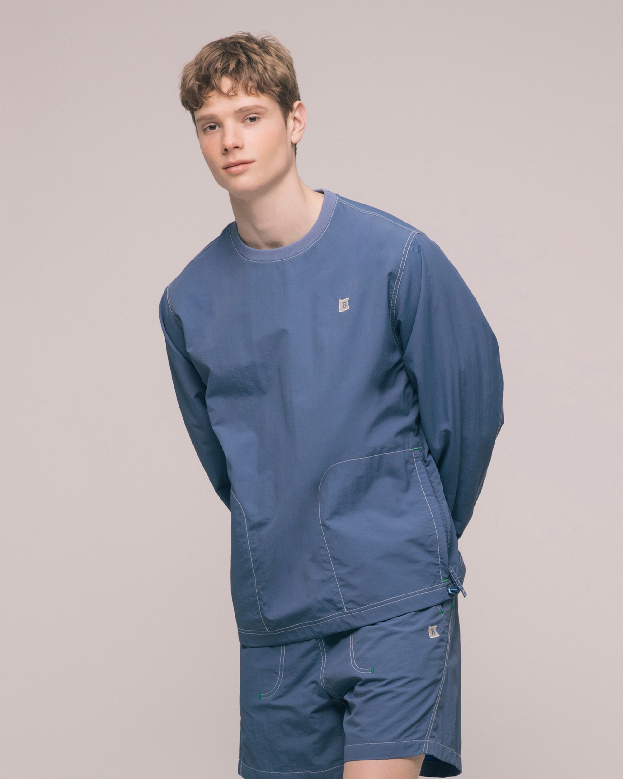 유니섹스 캠프닉 우븐 크루넥 셔츠