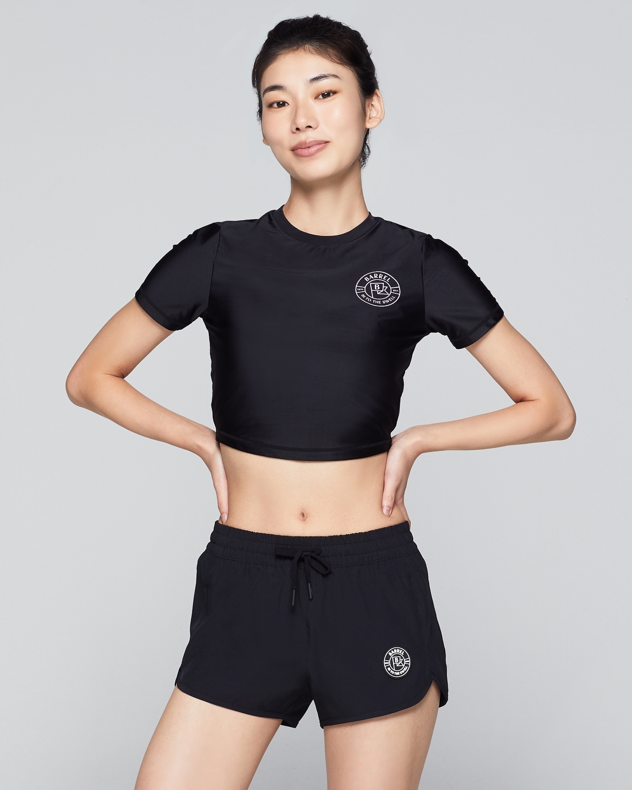 우먼 리조트 반팔 크롭 래쉬가드