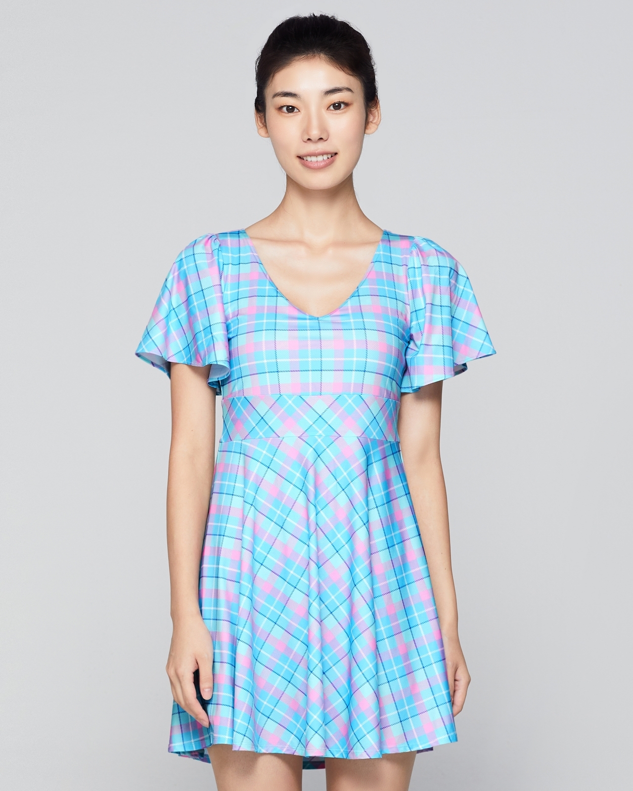 우먼 리조트 체크 비치 원피스