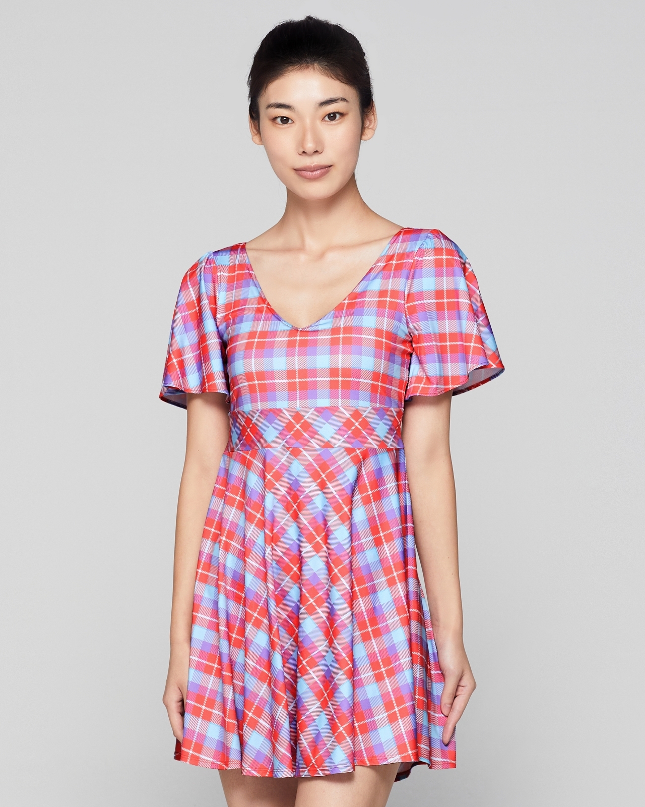 우먼 리조트 체크 비치 원피스
