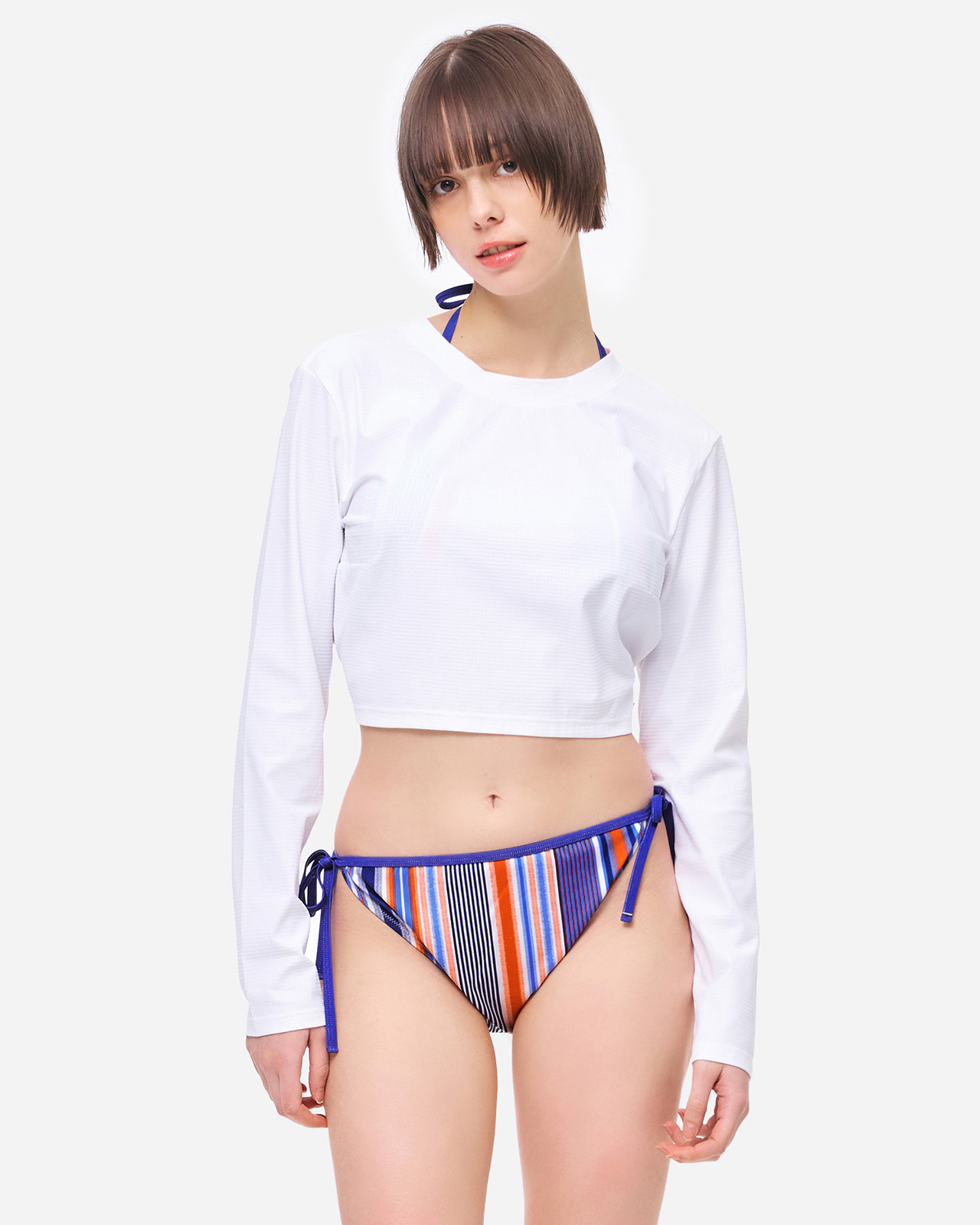 우먼 노티컬 루즈핏 크롭 래쉬가드