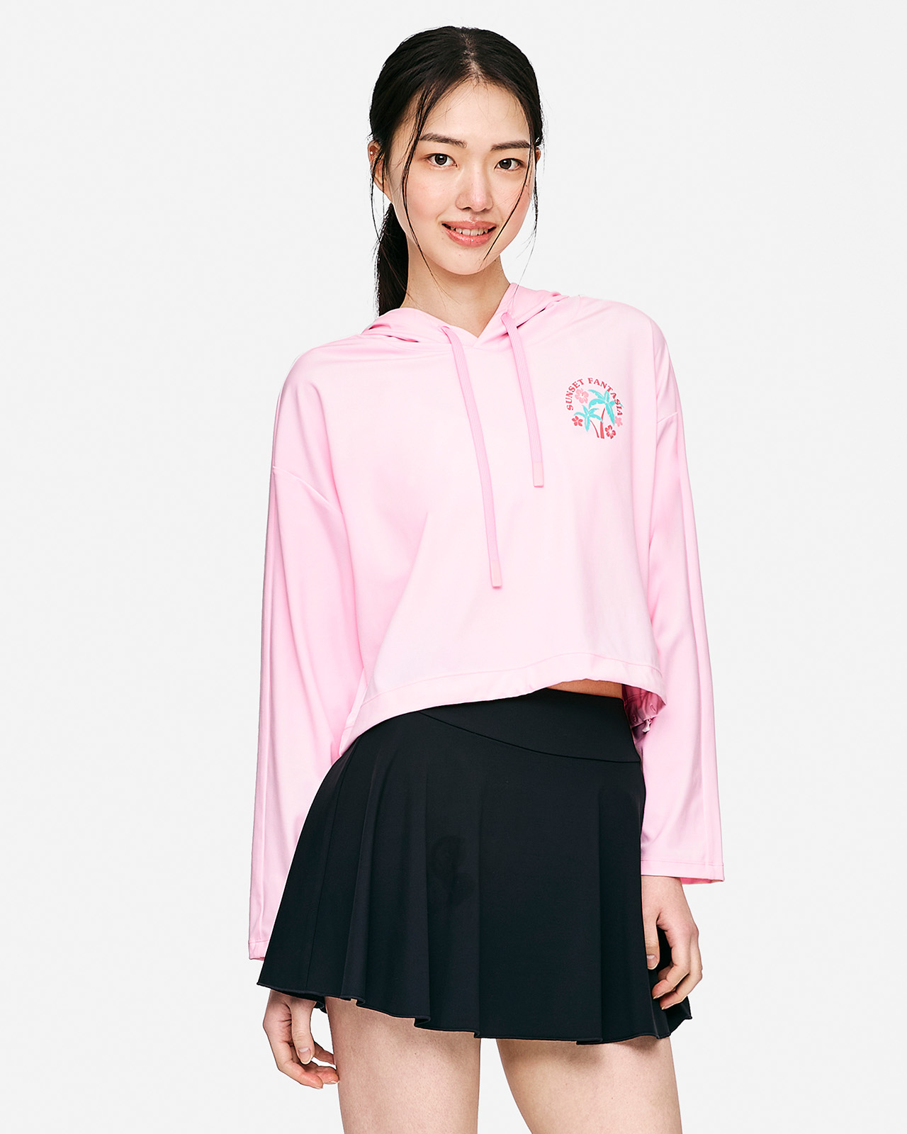 우먼 트로피컬 루즈핏 후드 래쉬가드