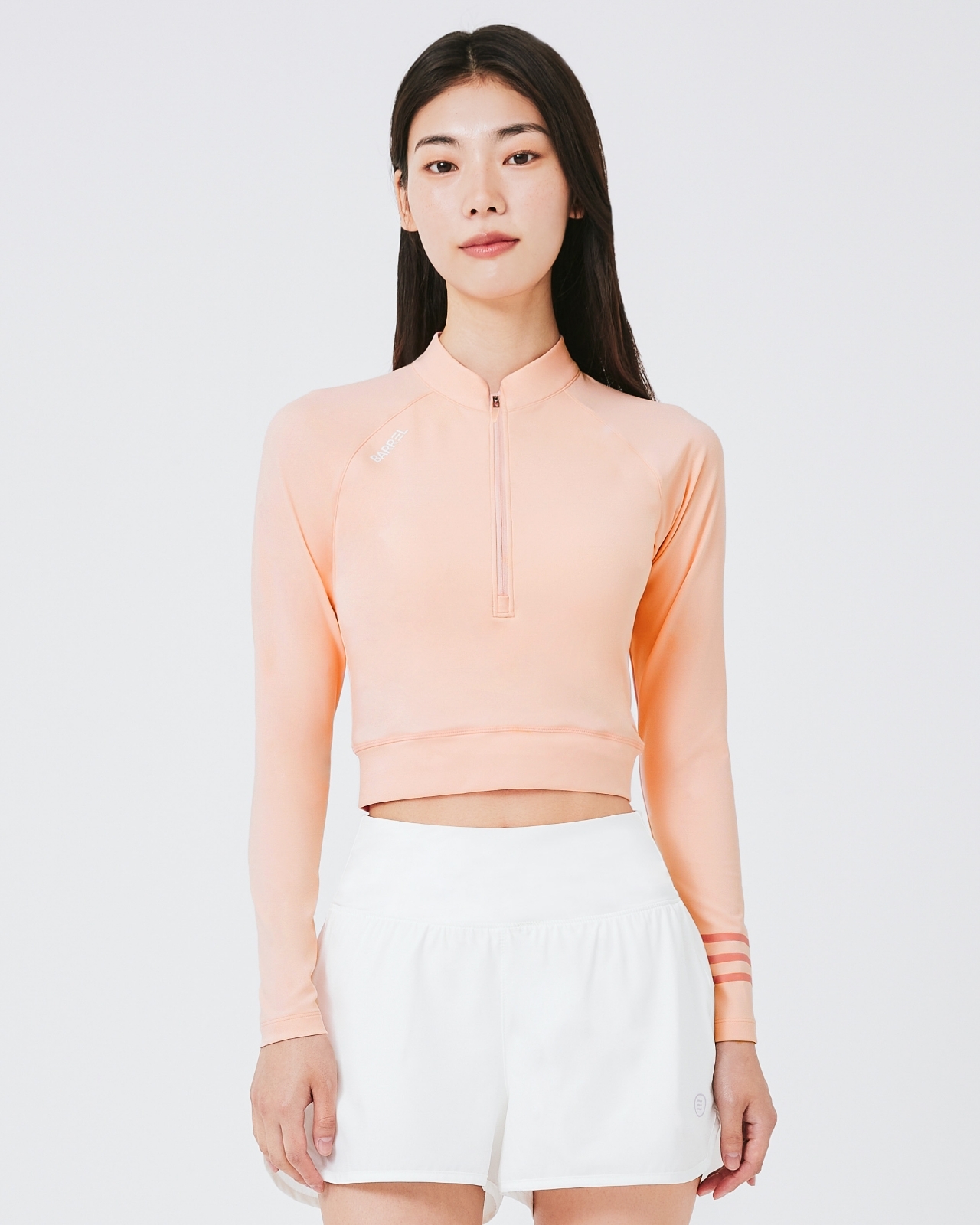 Women Resort Half Zip Up Crop Rashguard